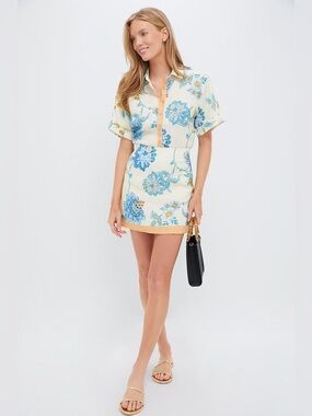 KIVARI TUCKERNUCK Giselle Linen Floral Mini Skirt Size US4 NWOT